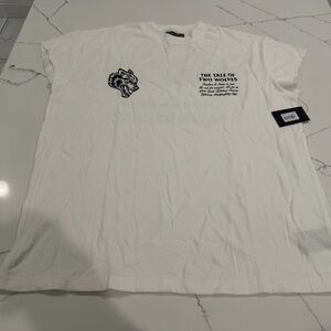 Darc Sport Men's White 'The Tale of Two Wolves' Graphic Tee (Sold)